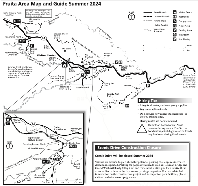 Capitol Reef 2024 Construction Map