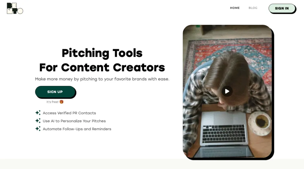 A screenshot of the Bento home page