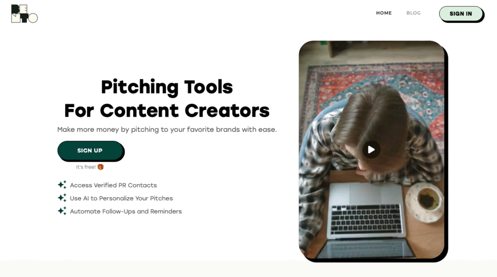 A screenshot of the Bento home page